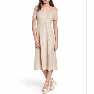WAYF Beige Button Down Midi Dress Size XS